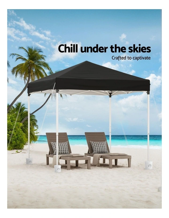 Instahut Gazebo 2x2m Outdoor Patio Garden Marquee Shade w/ Base Pods Black image 5