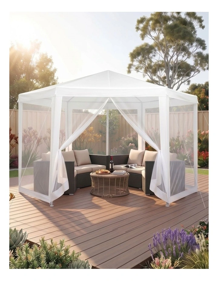 Instahut Gazebo?2x2m Marquee Wedding Party Tent Outdoor Camping Mesh Wall Canopy Shade Gazebos Navy image 3