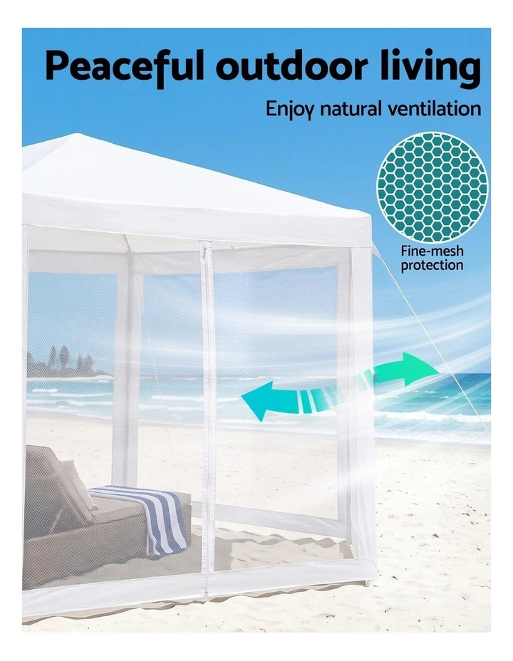 Instahut Gazebo?2x2m Marquee Wedding Party Tent Outdoor Camping Mesh Wall Canopy Shade Gazebos Navy image 5