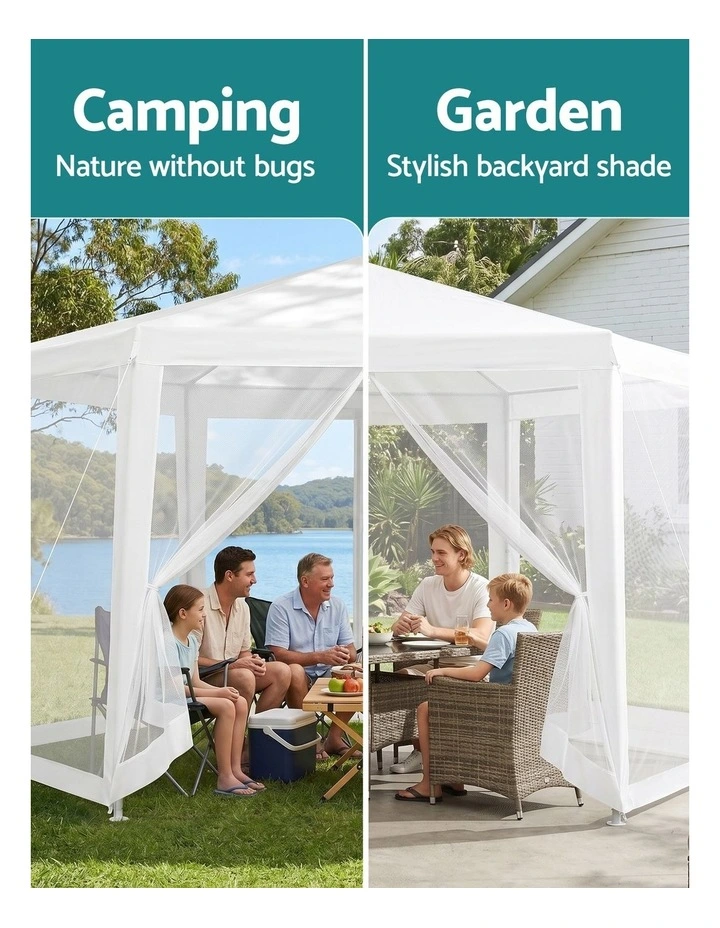 Instahut Gazebo?2x2m Marquee Wedding Party Tent Outdoor Camping Mesh Wall Canopy Shade Gazebos Navy image 6