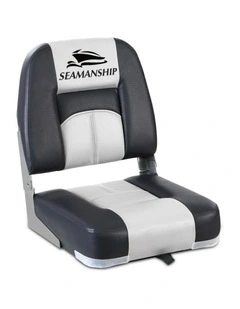 Seamanship 2X Folding Boat Seats Marine Seat Swivel Low Back 10cm Padding Grey