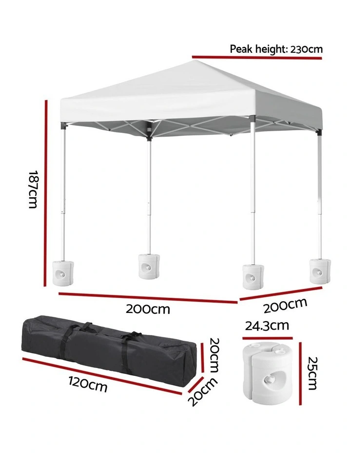 Instahut Gazebo 2x2m Outdoor Patio Garden Marquee Shade w/ Base Pods White image 4