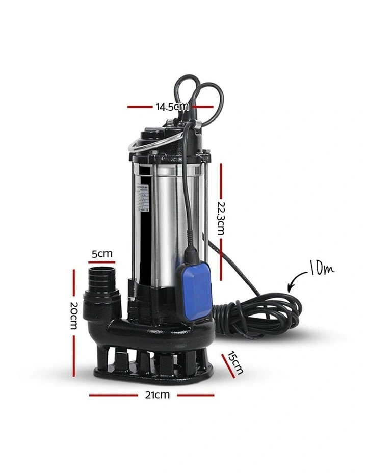 Giantz 2000W Max. Submersible Dirty Water Pump Bore Tank Well Steel Automatic image 4
