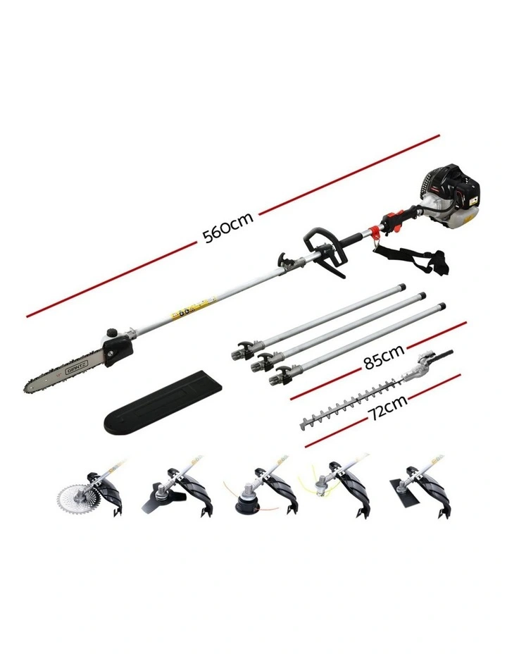 Giantz 62CC Pole Chainsaw Hedge Trimmer Brush Cutter Whipper 7-in-1 5.6m Black image 2