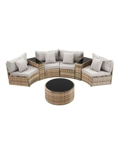 Gardeon 4 Seater Outdoor Sofa Set 7PCS Table Chair Brown Rattan Patio Furniture