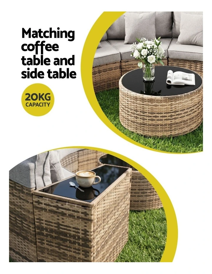 Gardeon 4 Seater Outdoor Sofa Set 7PCS Table Chair Brown Rattan Patio Furniture image 5