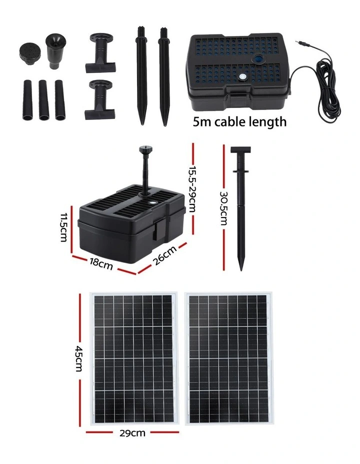Gardeon Solar Submersible Water Pond Fountain Pump with Filter Box 6FT 1190L/H image 4