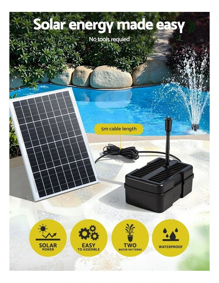 Gardeon Solar Submersible Water Pond Fountain Pump with Filter Box 6FT 1190L/H image 5