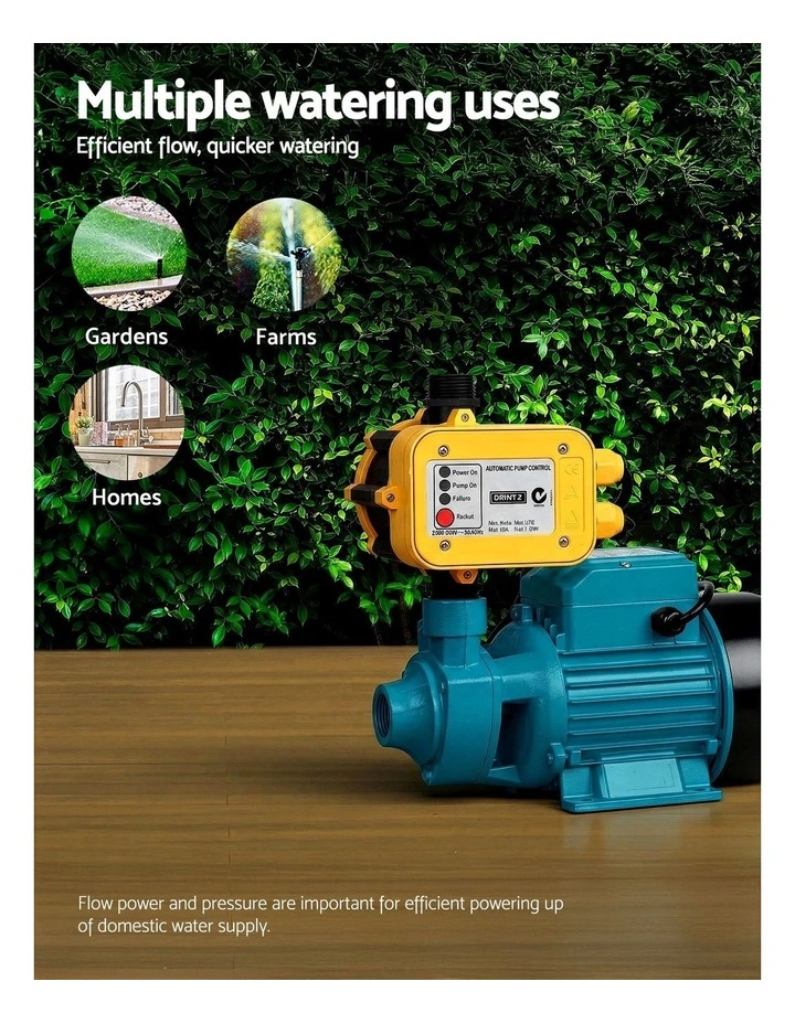 Giantz Peripheral Water Pump Garden Boiler Car Wash Auto Irrigation QB80 Yellow image 5