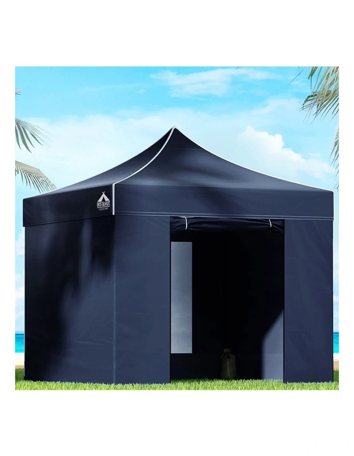 Instahut Gazebo 3x3 Pop Up Marquee Folding Tent Wedding Gazebos Camping Outdoor Shade Canopy Navy image 3