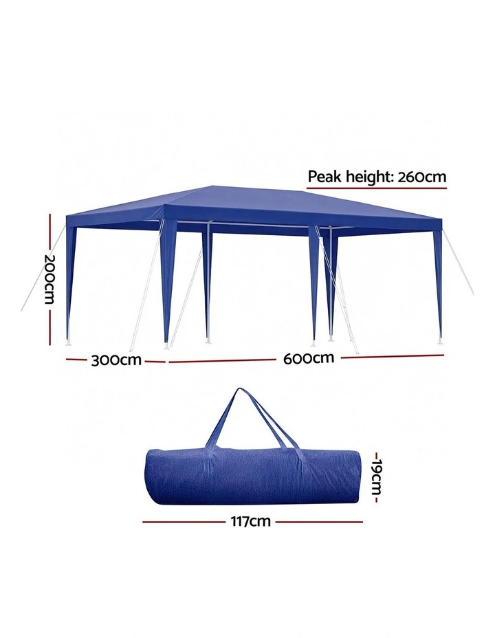 Instahut Gazebo 3x6m Wedding Party Marquee Tent Outdoor Event Camping Canopy Shade Blue image 4
