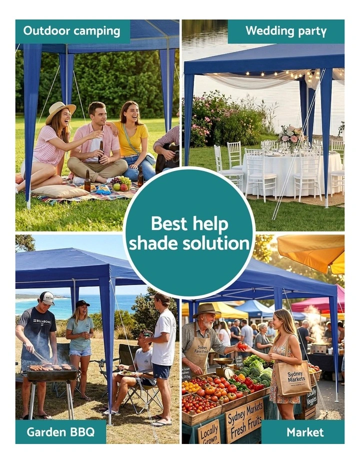 Instahut Gazebo 3x6m Wedding Party Marquee Tent Outdoor Event Camping Canopy Shade Blue image 7