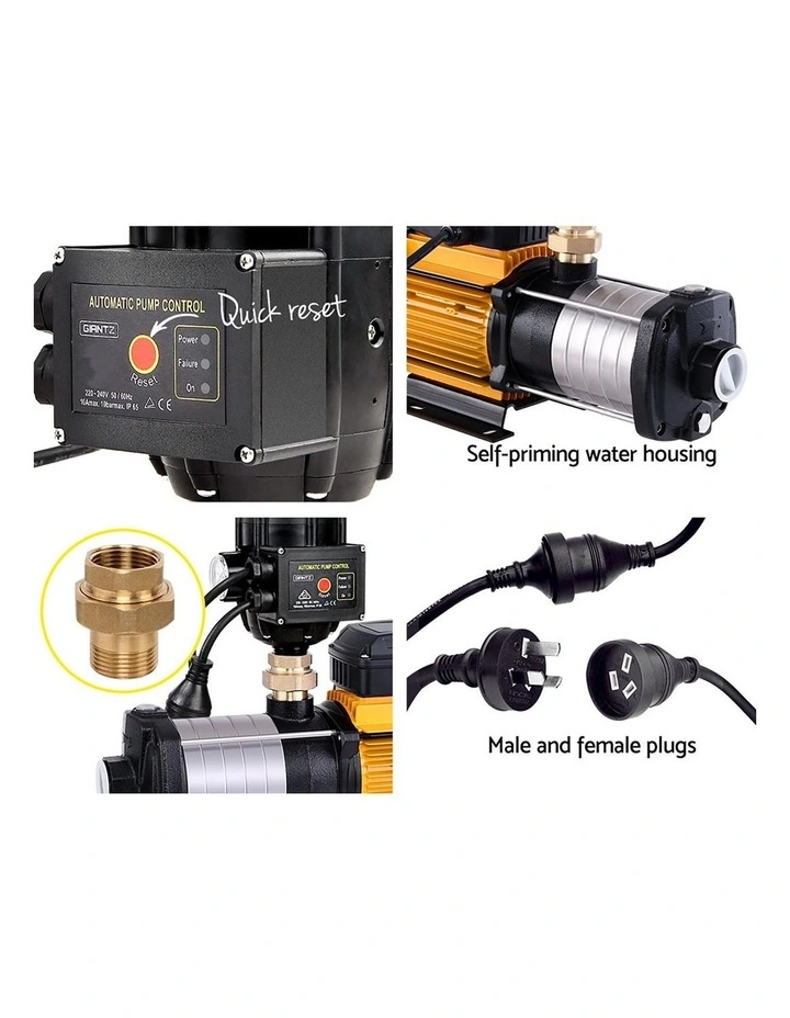Giantz Garden Water Pump High Pressure 2500W Max 6-Stage Tank Irrigation Transfer Booster Pump Black image 5