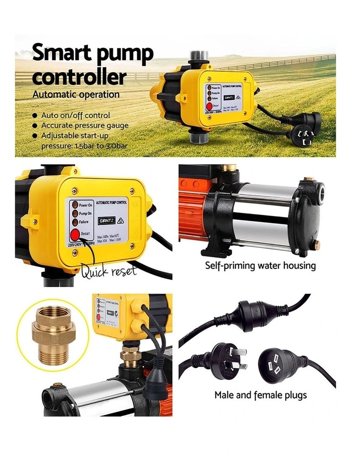 Giantz 1800W 5-Stage Garden Water Pump High Pressure Automatic Irrigation Yellow image 6
