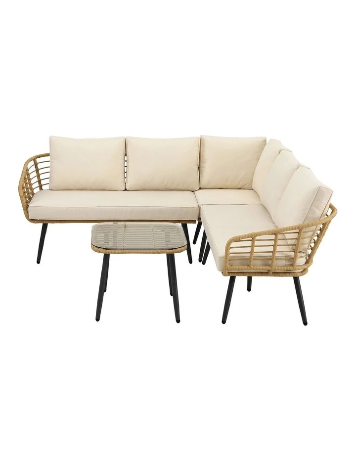 Gardeon 4-Piece Modular Outdoor Sofa Set with Cushions 5 Seater Rattan Furniture image 3