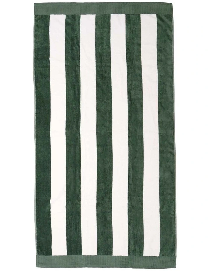Classic Stripe Beach Towel Moss image 1