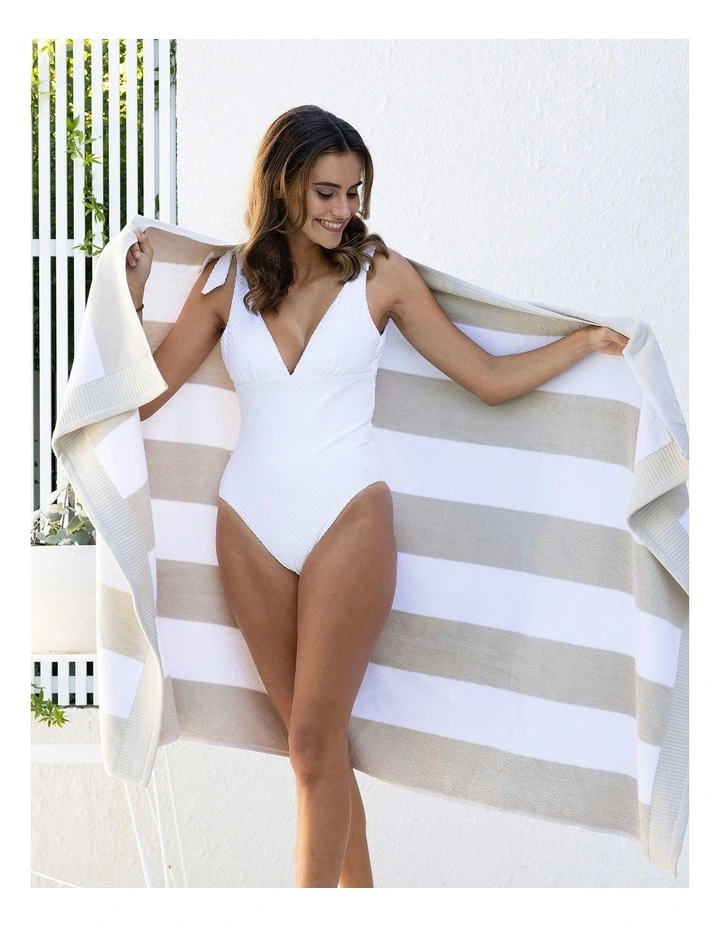 Classic Stripe Beach Towel Pebble image 2