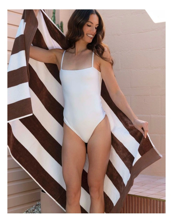 Classic Stripe Beach Towel Cocoa image 2