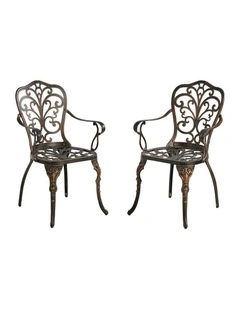 Livsip 2PCS Outdoor Patio Chairs Garden Patio Armchairs Cast Aluminium Butterfly