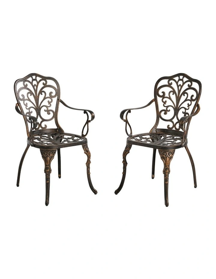 Livsip 2PCS Outdoor Patio Chairs Garden Patio Armchairs Cast Aluminium Butterfly image 1
