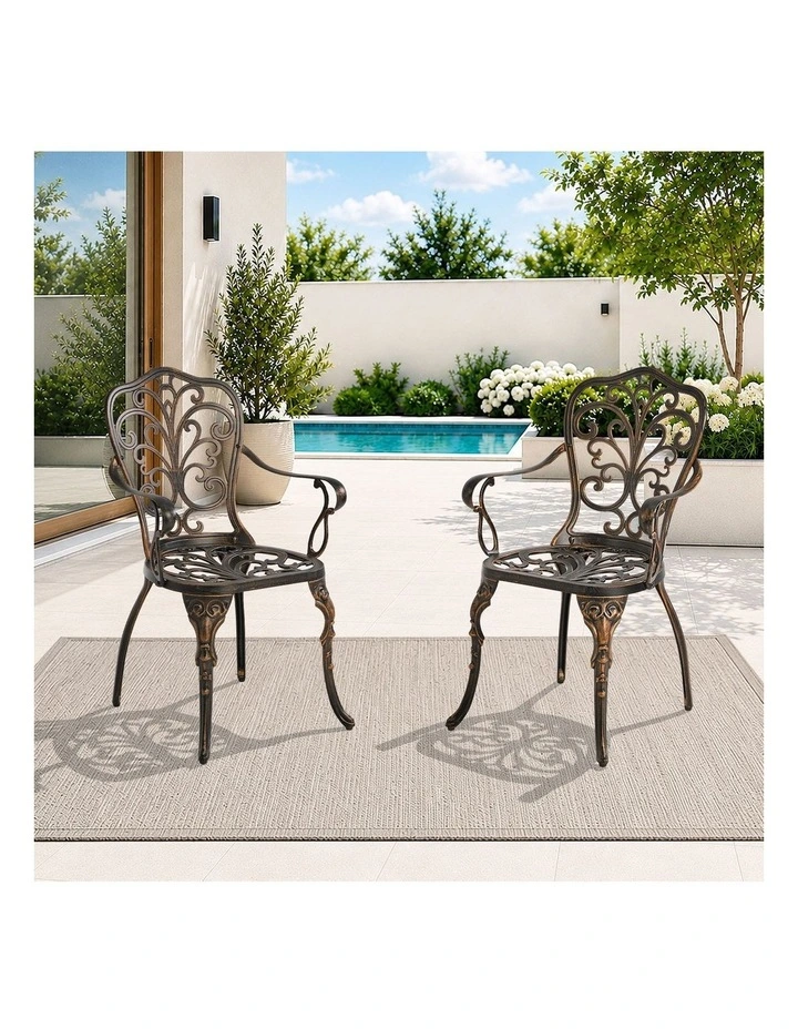 Livsip 2PCS Outdoor Patio Chairs Garden Patio Armchairs Cast Aluminium Butterfly image 4