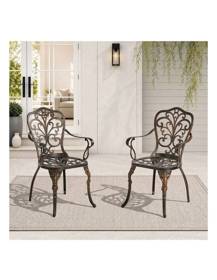 Livsip 2PCS Outdoor Patio Chairs Garden Patio Armchairs Cast Aluminium Butterfly image 5