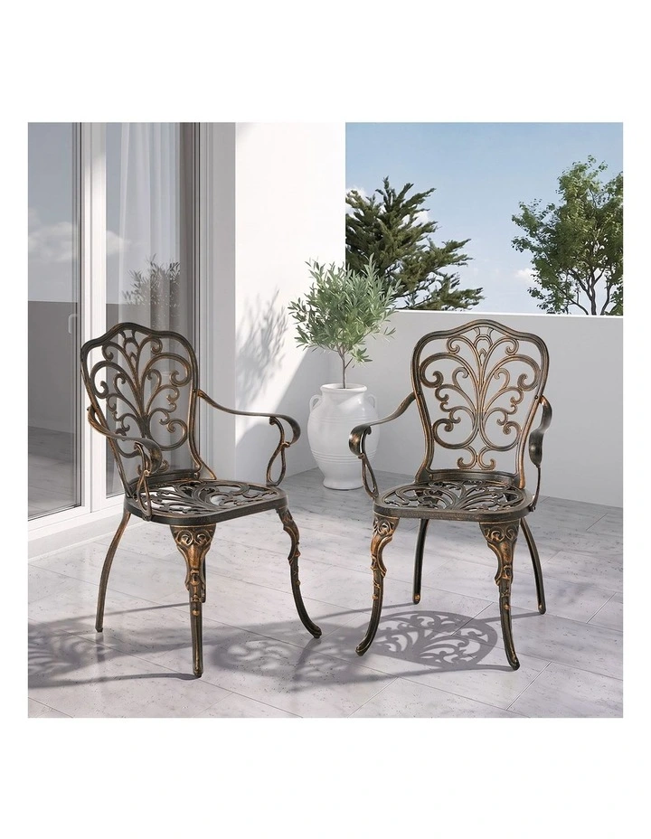 Livsip 2PCS Outdoor Patio Chairs Garden Patio Armchairs Cast Aluminium Butterfly image 7