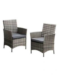 Livsip 2X Outdoor Dining Chairs Rattan Outdoor Patio Chairs Furniture Grey