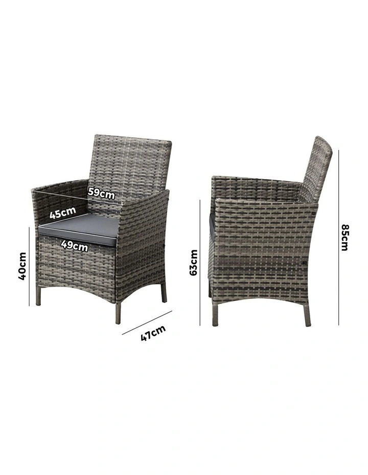 Livsip 2X Outdoor Dining Chairs Rattan Outdoor Patio Chairs Furniture Grey image 3