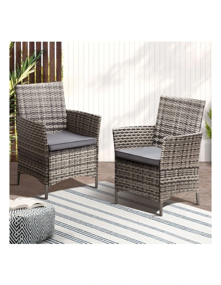Livsip 2X Outdoor Dining Chairs Rattan Outdoor Patio Chairs Furniture Grey image 4