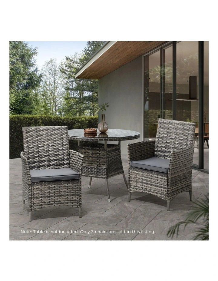 Livsip 2X Outdoor Dining Chairs Rattan Outdoor Patio Chairs Furniture Grey image 5
