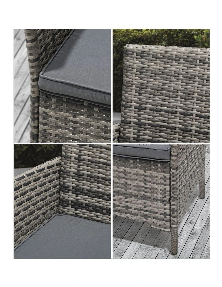 Livsip 2X Outdoor Dining Chairs Rattan Outdoor Patio Chairs Furniture Grey image 6