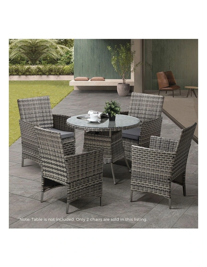 Livsip 2X Outdoor Dining Chairs Rattan Outdoor Patio Chairs Furniture Grey image 7