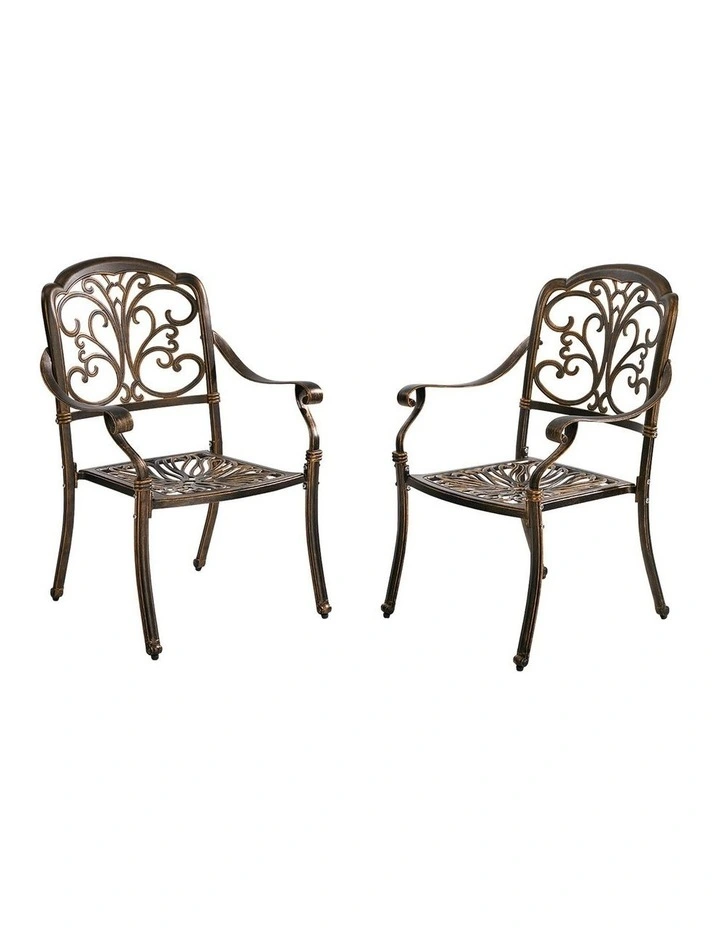 Livsip 2PCS Outdoor Dining Chairs Garden Patio Armchairs Cast Aluminium image 1