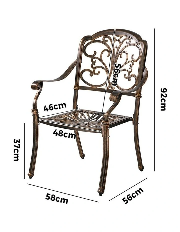 Livsip 2PCS Outdoor Dining Chairs Garden Patio Armchairs Cast Aluminium image 3
