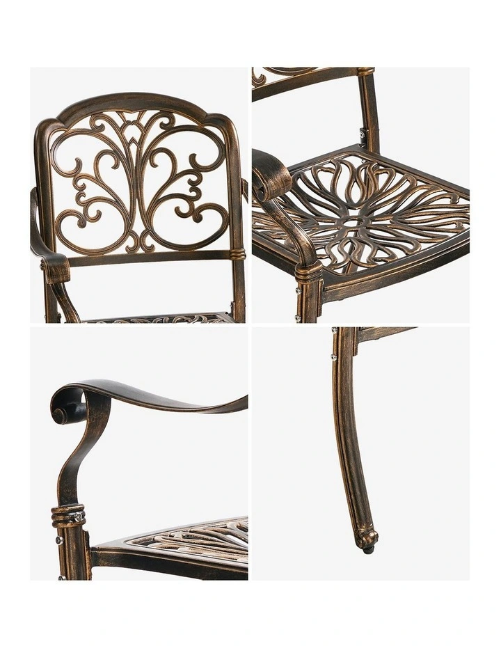 Livsip 2PCS Outdoor Dining Chairs Garden Patio Armchairs Cast Aluminium image 6