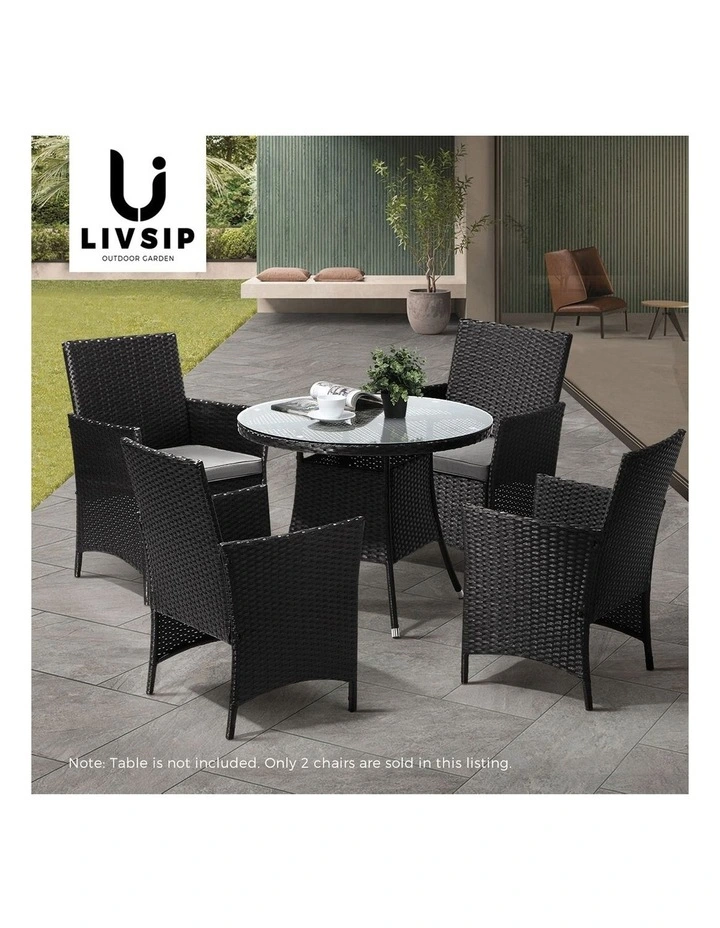 Livsip Outdoor Dining Chairs Rattan Outdoor Patio Chairs Furniture Set of 2 image 7
