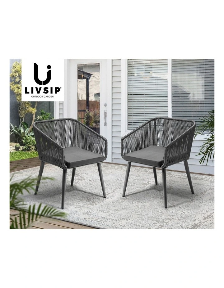 Livsip Outdoor Furniture Lounge Setting Chairs Set of 2 Bistro Patio Garden Set image 7