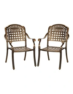 Livsip Outdoor Furniture Dining Chairs Cast Aluminium Garden Patio Chairs x2
