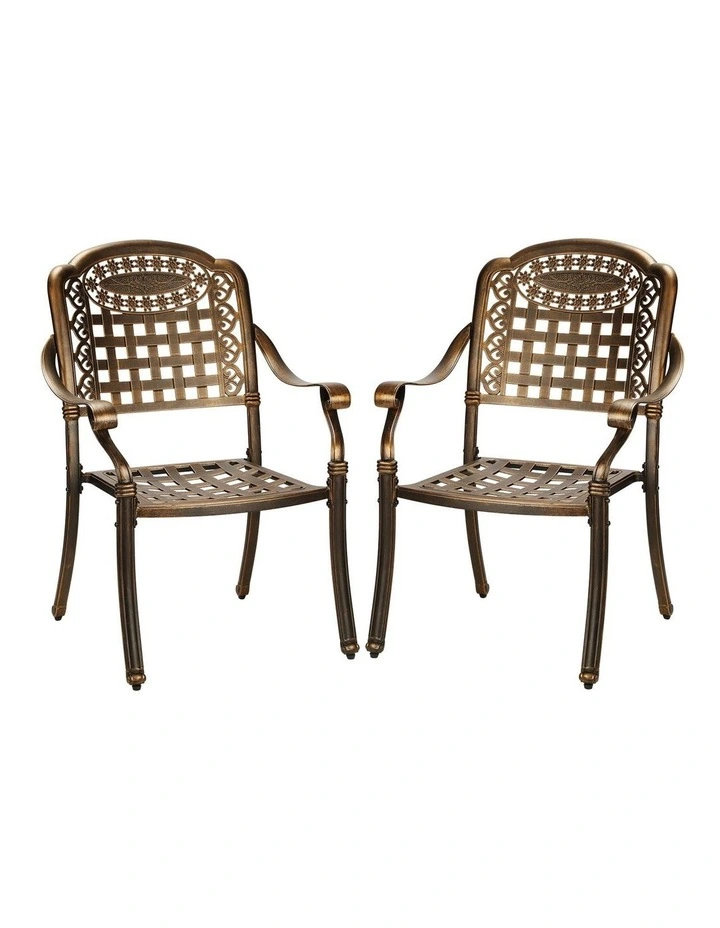 Livsip Outdoor Furniture Dining Chairs Cast Aluminium Garden Patio Chairs x2 image 1
