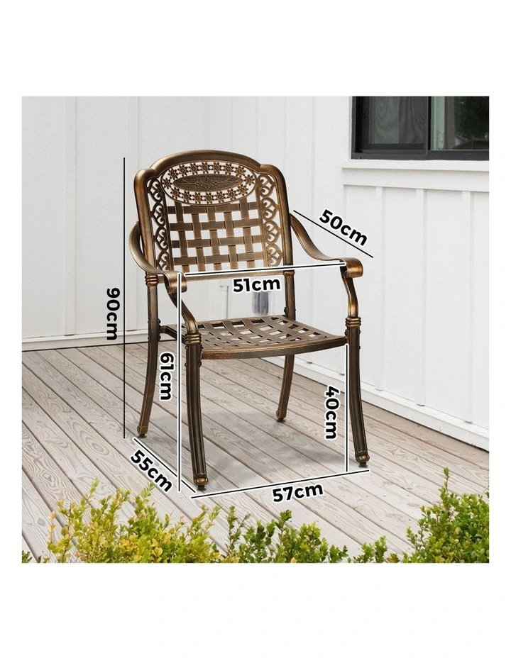 Livsip Outdoor Furniture Dining Chairs Cast Aluminium Garden Patio Chairs x2 image 3