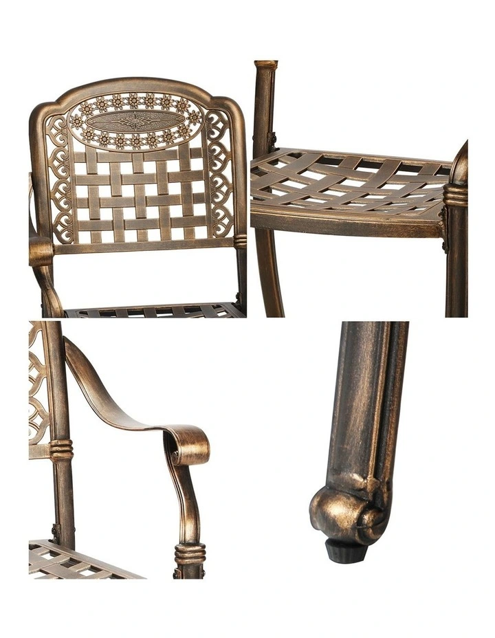 Livsip Outdoor Furniture Dining Chairs Cast Aluminium Garden Patio Chairs x2 image 6