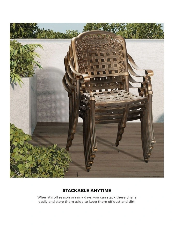 Livsip Outdoor Furniture Dining Chairs Cast Aluminium Garden Patio Chairs x2 image 7