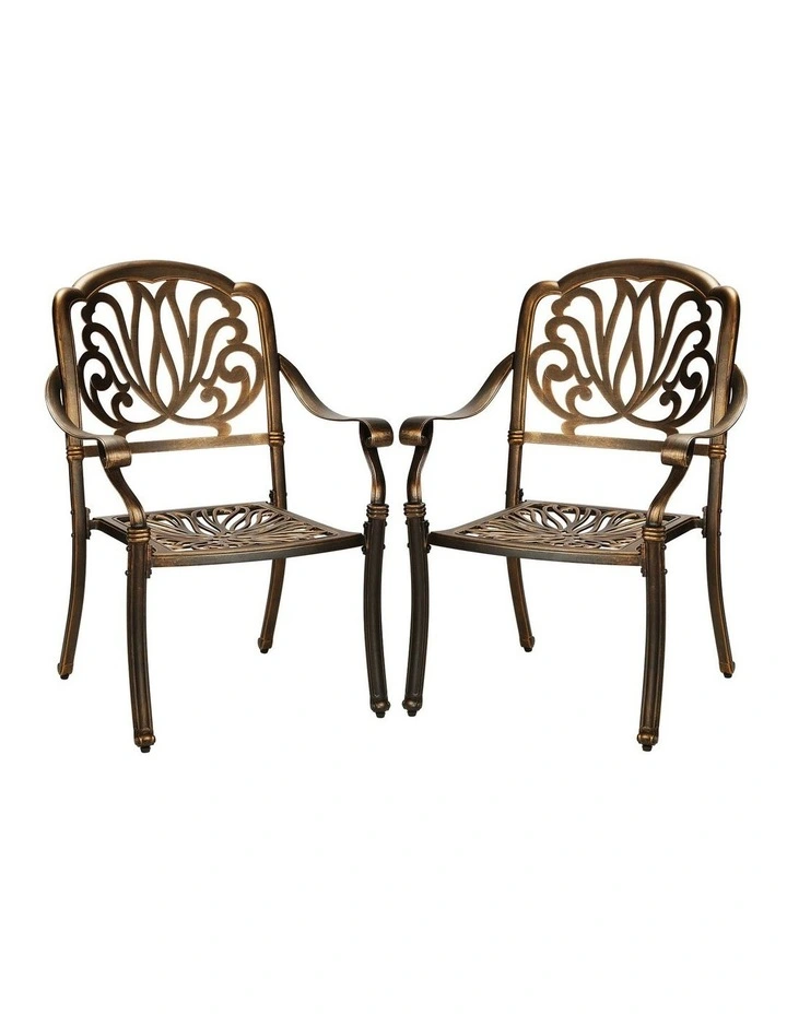 Livsip Outdoor Dining Chairs Cast Aluminium Patio Garden Furniture Set of 2 image 1