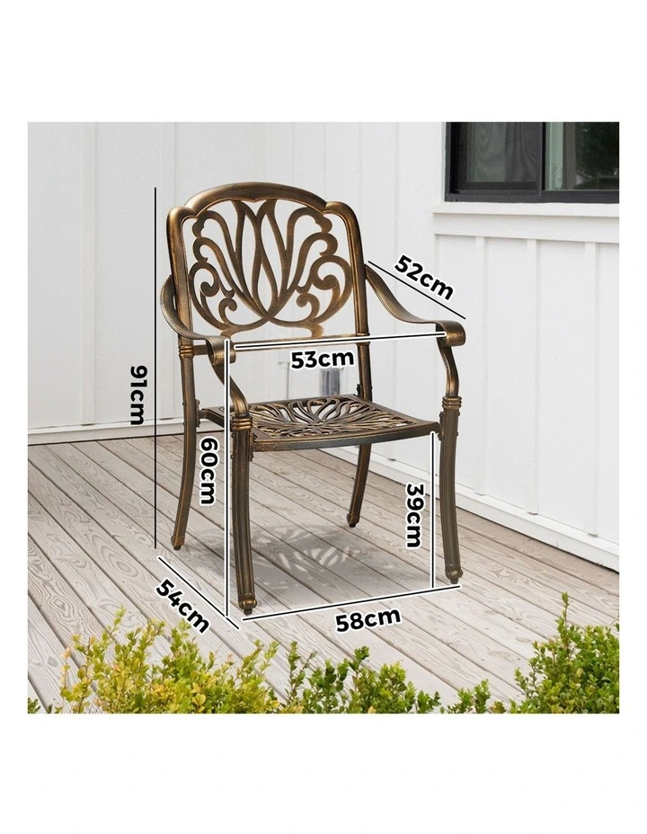 Livsip Outdoor Dining Chairs Cast Aluminium Patio Garden Furniture Set of 2 image 3