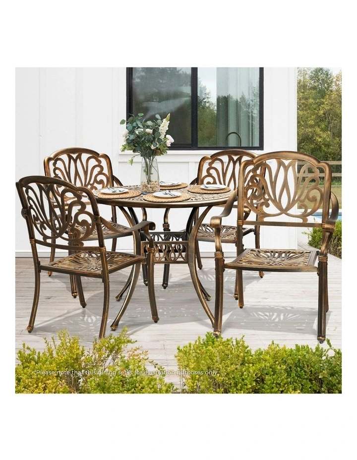 Livsip Outdoor Dining Chairs Cast Aluminium Patio Garden Furniture Set of 2 image 5