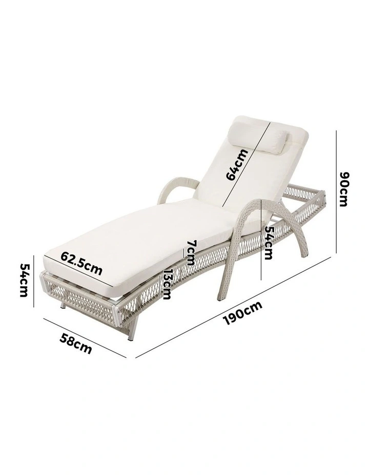 Livsip Sun Lounge Wicker Lounger Day Bed Outdoor Patio Furniture Beige image 3