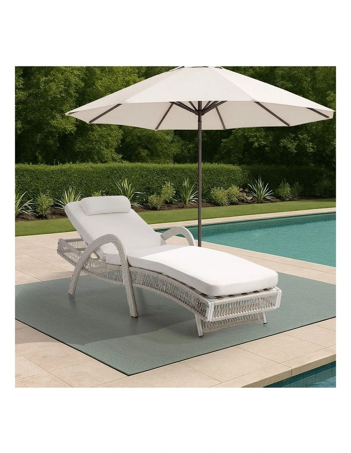 Livsip Sun Lounge Wicker Lounger Day Bed Outdoor Patio Furniture Beige image 5