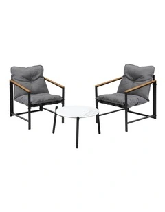 Livsip 3PC Outdoor Patio Furniture Set Bistro Sets 50CM Round White Marble Table