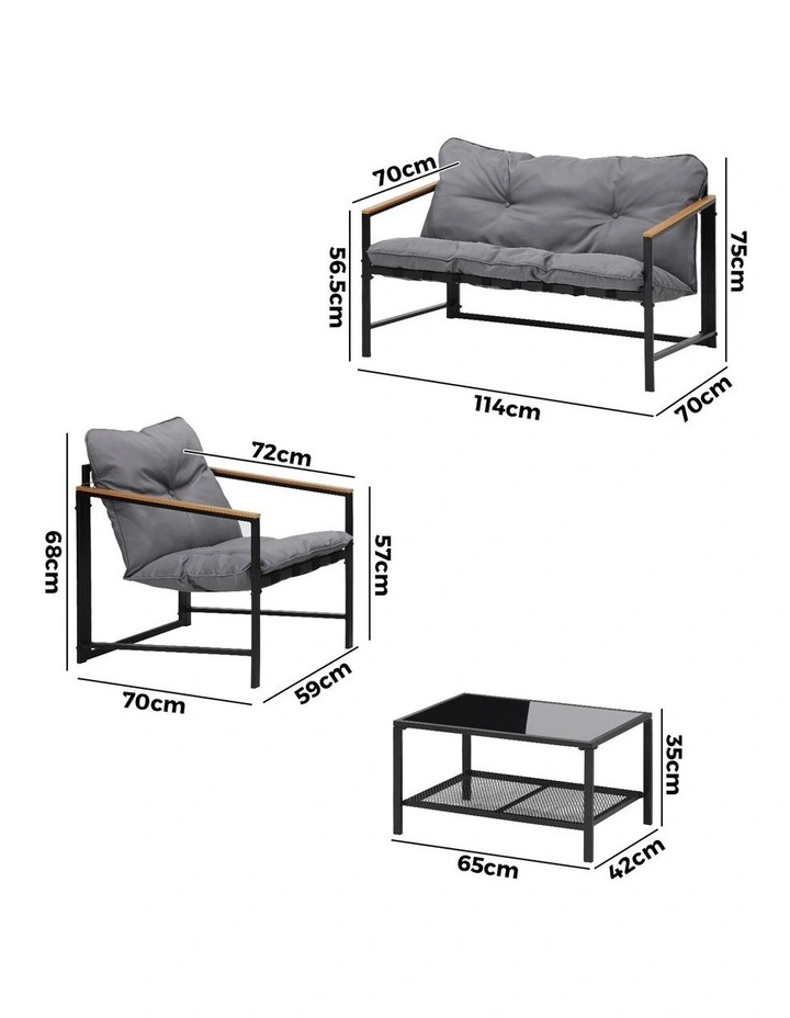 Livsip 4 Seater Outdoor Lounge Sofa Furniture Setting Garden Patio Chairs Table image 3